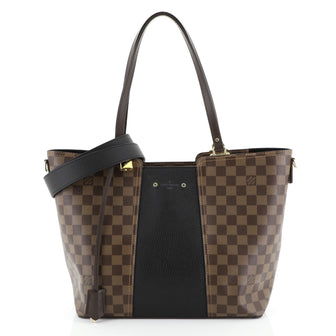 Louis Vuitton Jersey Handbag Damier with Leather Black 447861