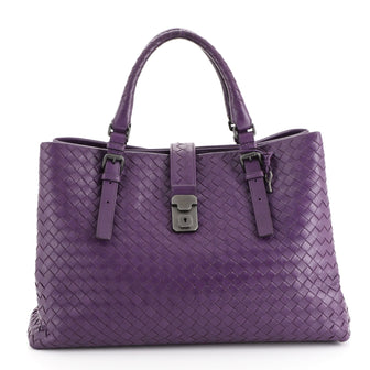 Bottega Veneta Roma Handbag Intrecciato Nappa Medium Purple 447875