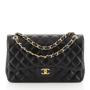Chanel Classic Double Flap Bag Quilted Lambskin Jumbo Black 4479101