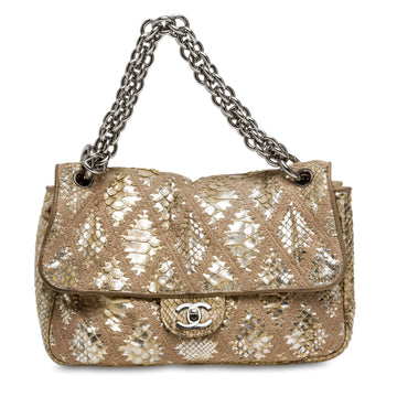 Chanel Flap Bag Quilted Python Large