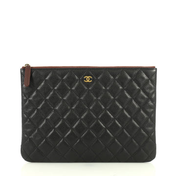 Chanel O Case Clutch Quilted Caviar Medium Black 4480417