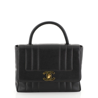 Chanel Vintage Top Handle Bag Vertical Quilt Caviar Jumbo Black 4480419