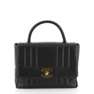 Chanel Vintage Top Handle Bag Vertical Quilt Caviar Jumbo Black 4480419