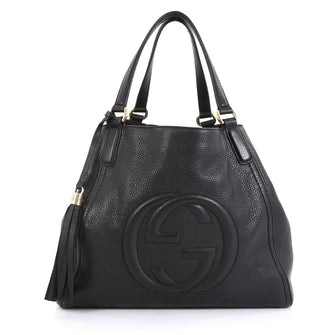 Gucci Soho Shoulder Bag Leather Medium Black 448071
