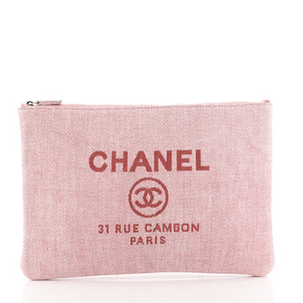 Chanel Deauville Pouch Raffia Large