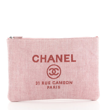 Chanel Deauville Pouch Raffia Large