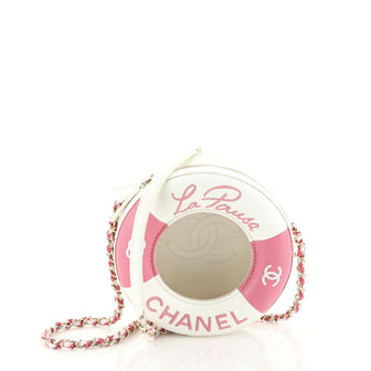 Chanel Lifesaver Round Crossbody Bag Lambskin Small White 4481518