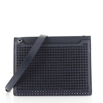 Christian Louboutin Loubiclutch Spiked Leather Blue 4481522