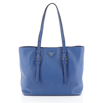 Prada Belted Soft Tote Saffiano Leather Medium Blue 4481530