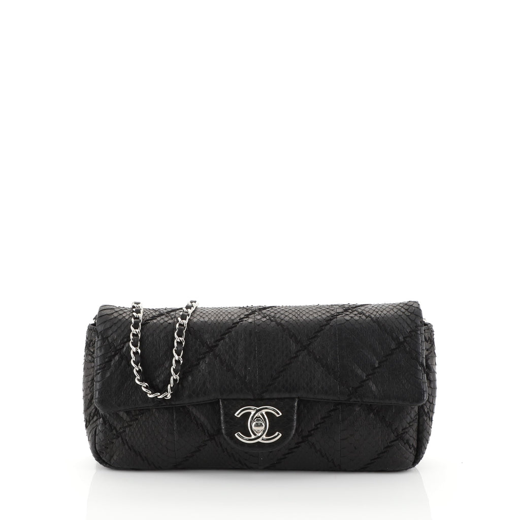 Chanel Ultimate Stitch Flap Bag Matte Python Medium Black 448214