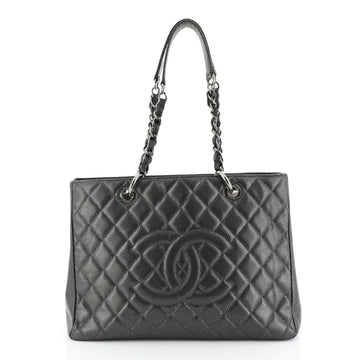 Chanel Grand Shopping Tote Quilted Caviar Gray 448215