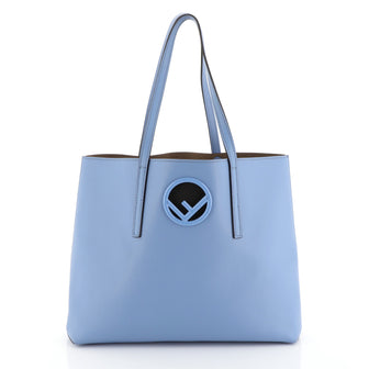 Fendi Logo Shopper Tote Leather Blue 4482211