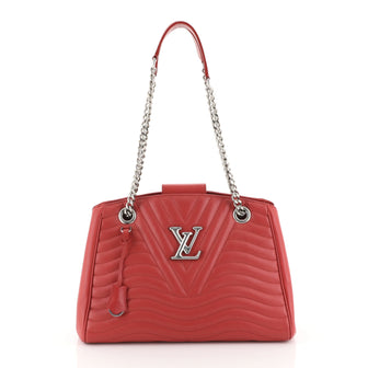 Louis Vuitton New Wave Chain Tote Quilted Leather Red 448261