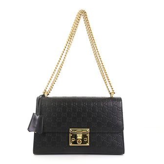 Gucci Padlock Shoulder Bag Guccissima Leather Medium Black 448391