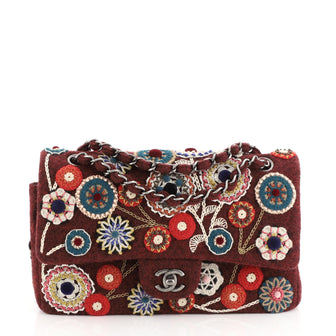 Chanel Paris-Salzburg Flap Bag Embroidered Felt Medium Red 448522