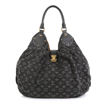 Louis Vuitton L Hobo Denim Black 448561