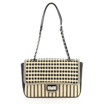 Chanel Cannes Mademoiselle Flap Bag Woven Raffia Medium Black 4485912