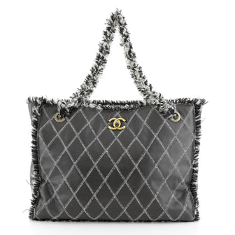 Chanel Tweedy Tote Quilted Leather Large Gray 4485914