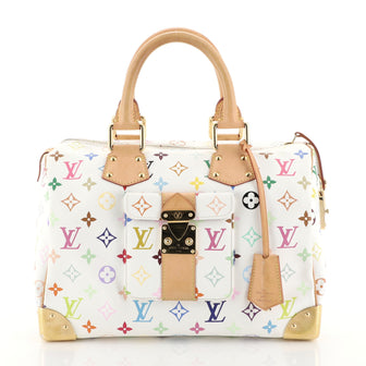 Louis Vuitton Speedy Handbag Monogram Multicolor 30 White 448591