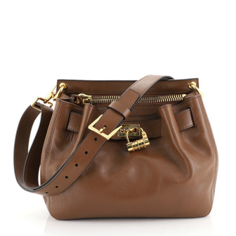 Tom Ford Lock Front Crossbody Bag Leather Small Brown 448701