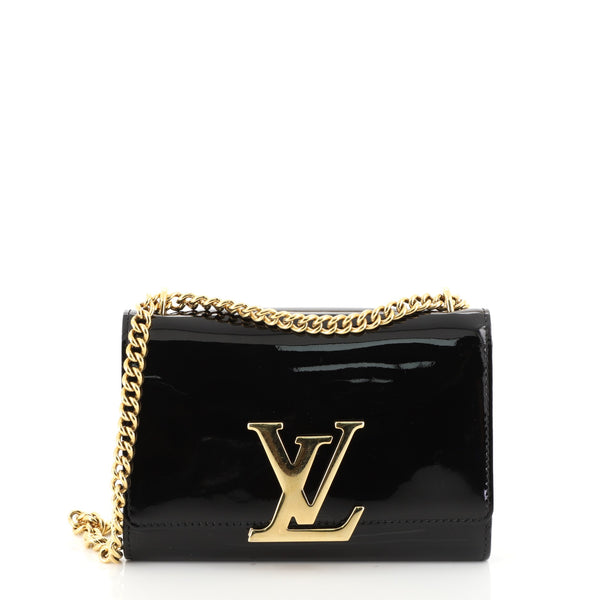 Louis Vuitton Black Leather Chain Louise MM Shoulder Bag Louis