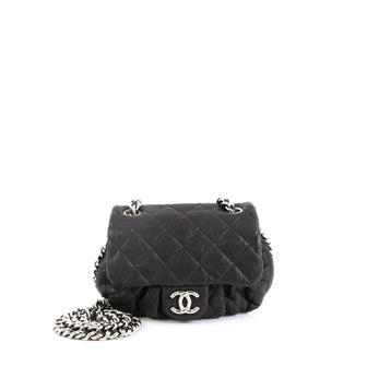 Chanel Chain Around Flap Bag Quilted Leather Small Black 448932