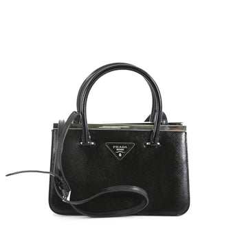 Prada Frame Convertible Bag Vernice Saffiano Leather Mini Black 448971