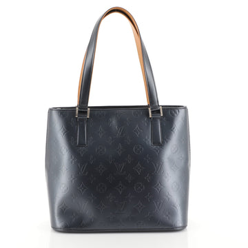 Louis Vuitton Mat Stockton Handbag Monogram Vernis Blue 449001