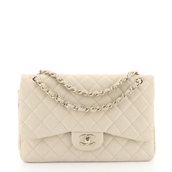 Chanel Classic Double Flap Bag Quilted Caviar Jumbo Neutral 449131