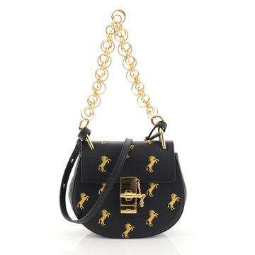 Chloe Drew Bijou Crossbody Bag Embroidered Leather Mini Black 4492101