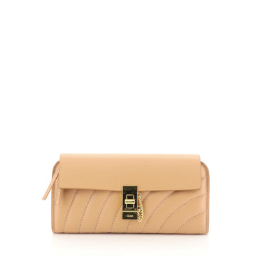 Chloe Drew Continental Wallet Quilted Leather Long Neutral 449383