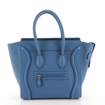 Celine Luggage Handbag Grainy Leather Micro Blue 449461