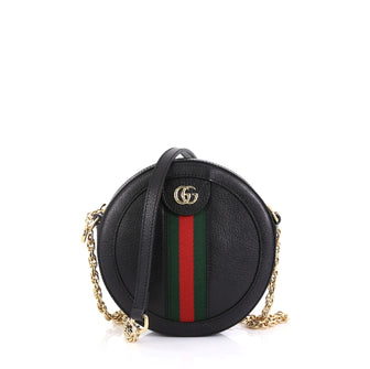 Gucci Ophidia Round Shoulder Bag Leather Mini Black 449751
