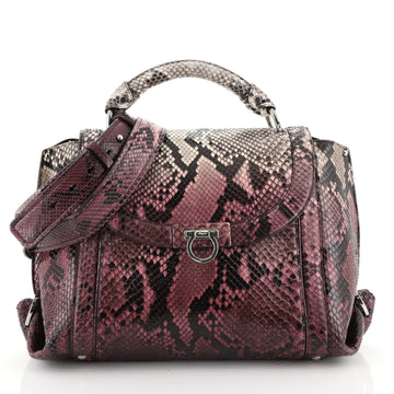 Salvatore Ferragamo Sofia Satchel Python Small Purple 449851