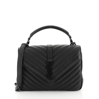Saint Laurent Classic Monogram College Bag Matelasse Chevron Leather Medium