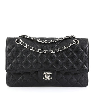 Chanel Classic Double Flap Bag Quilted Caviar Medium Black 449891