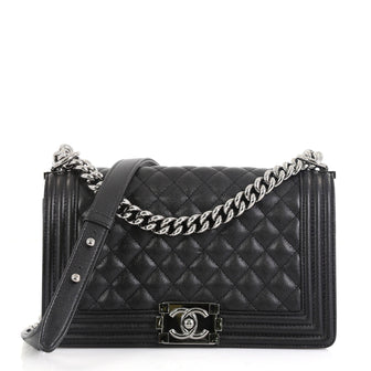 Chanel Boy Flap Bag Quilted Caviar Old Medium