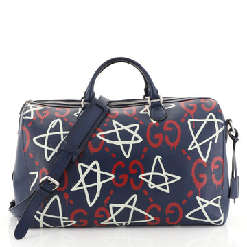 Gucci Convertible Duffle Bag GucciGhost Leather Blue 450002