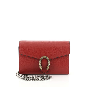 Gucci Dionysus Chain Wallet Leather with Embellished Detail Small Red 450011