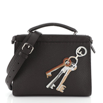 Fendi Selleria Peekaboo Fit Bag Leather with Applique Mini Brown 4500312