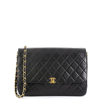 Chanel Vintage Envelope Flap Bag Quilted Lambskin Medium Black 4500319
