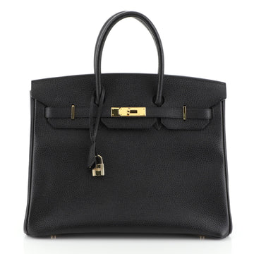 Hermes Birkin Handbag Black Ardennes with Gold Hardware 35 Black 4500328