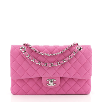 Chanel Classic Double Flap Bag Quilted Matte Caviar Medium Pink 450033...
