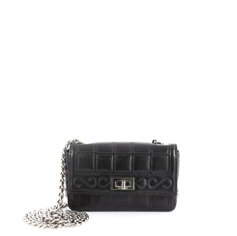 Chanel Vintage Chocolate Bar Mademoiselle Chain Flap Bag Quilted Leather Mini Black 4500339