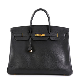 Hermes Birkin Handbag Black Ardennes with Gold Hardware 40 Black 4500353