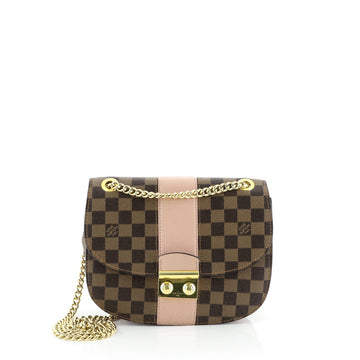 Louis Vuitton Wight Handbag Damier with Leather Brown 450307