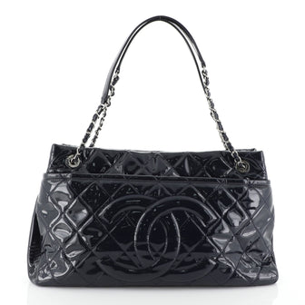 Chanel Timeless CC Soft Tote Quilted Patent Large Blue 450308