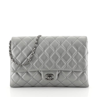 Chanel Clutch with Chain Quilted Lambskin Silver 450511