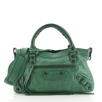 Balenciaga First Classic Studs Bag Leather Green 450521