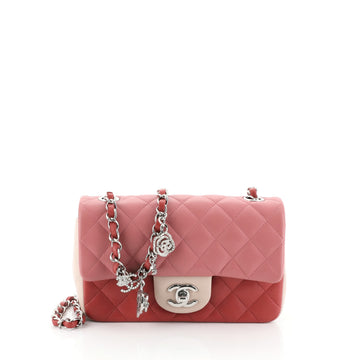 Chanel Tricolor Valentine Crystal Hearts Flap Bag Quilted Lambskin Mini Red 450522